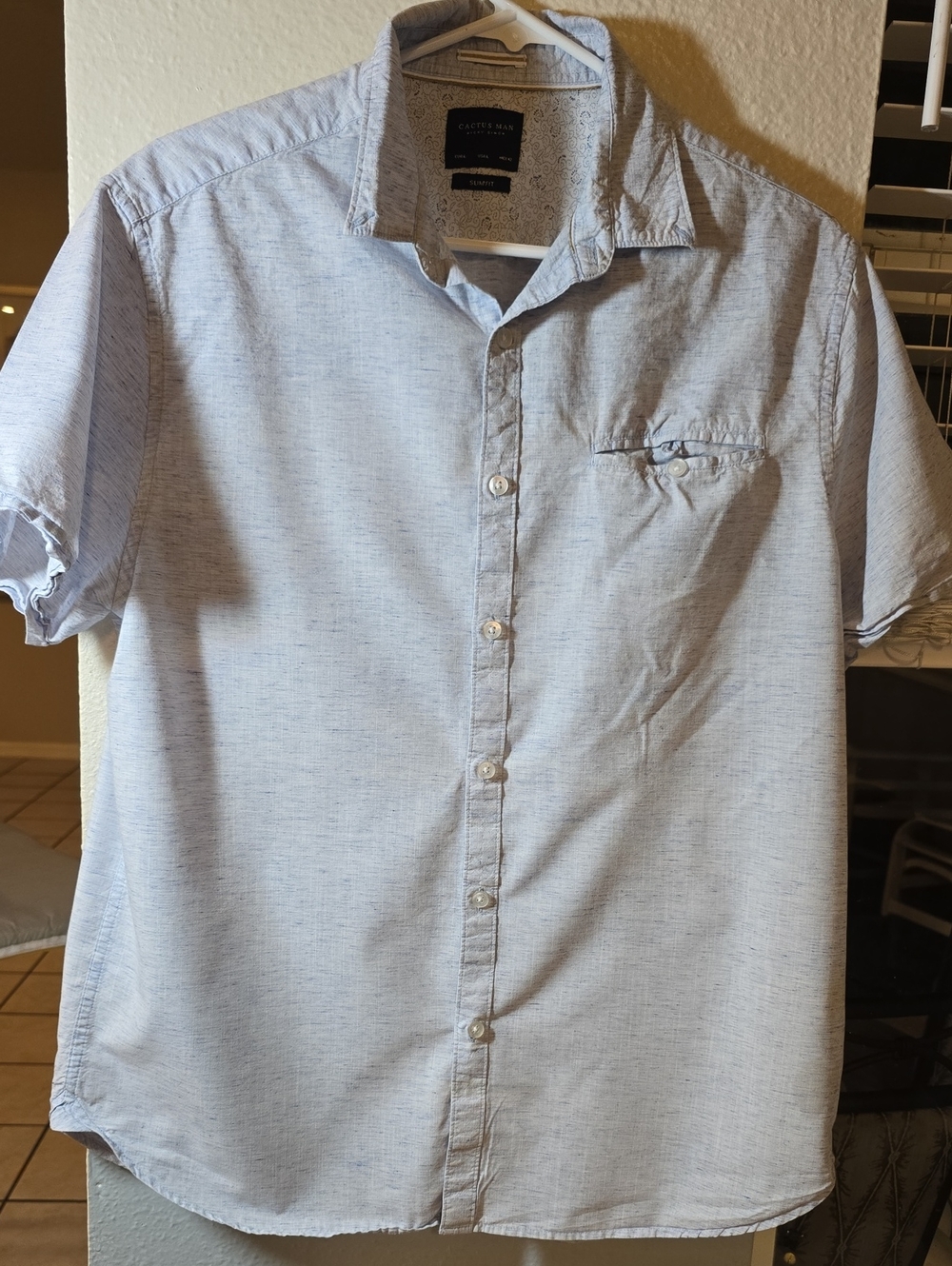Cactus Man Pale Blue Short-Sleeve Button-Down Shirt